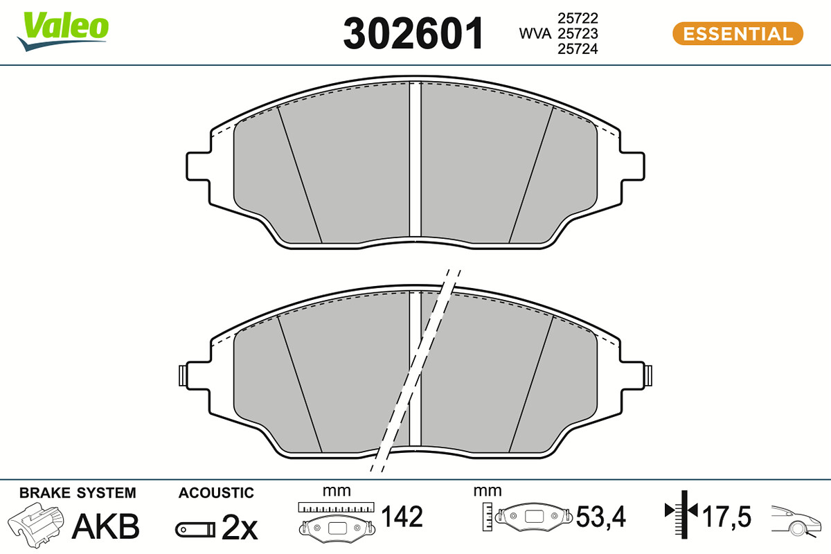 Jogo de 4 pastilhas de travão VALEO ref. 302601